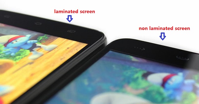 display effect of laminated vs non-laminated screen