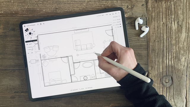 iPad Pro tablet for drawing floor plan