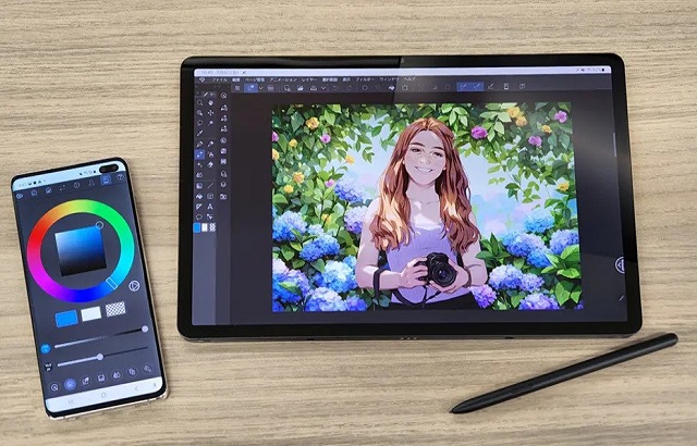 samsung galaxy tab s8+ android tablet with S Pen for drawing