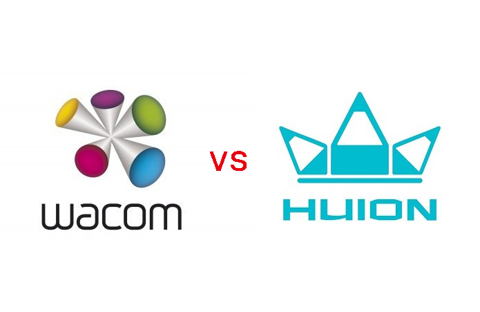 Wacom vs Huion Brand Logo