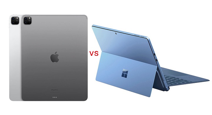 Back of IPad Pro vs Surface Pro 9