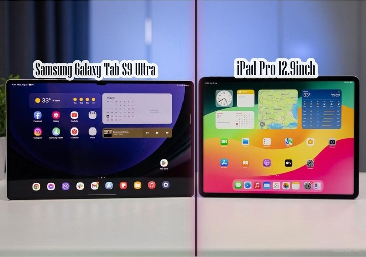 Screen of Samsung Galaxy Tab S9 Ultra vs iPad Pro